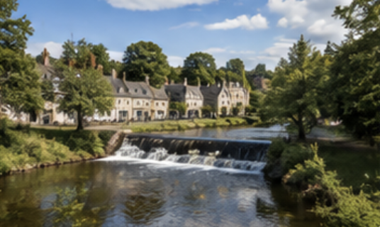 River and historic village scenery in East Lothian