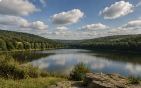 Reservoir and woodland countryside near Eastwood
