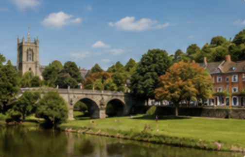 Historic riverside and countryside in Tiverton, Mid Devon