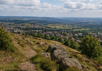Countryside and hillside views around Pudsey in West Yorkshire