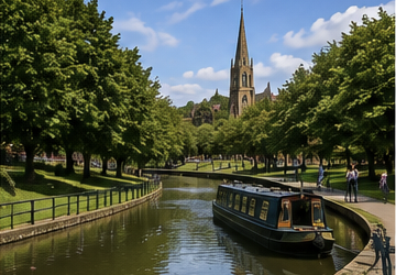 Canal and green space in West Bromwich, West Midlands