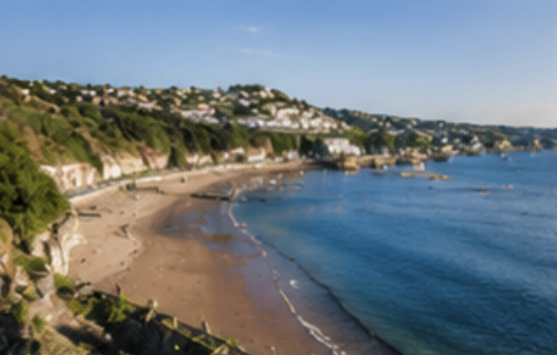 Torquay coastline and beach on the English Riviera in Devon