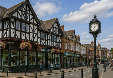 Traditional town centre street scene in Bloxwich, West Midlands