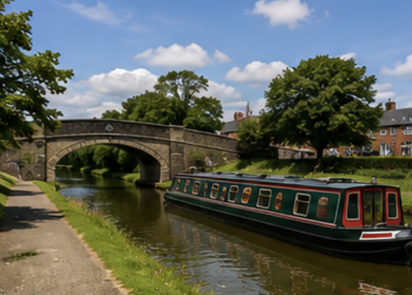 Canal and countryside near Hindley in Greater Manchester