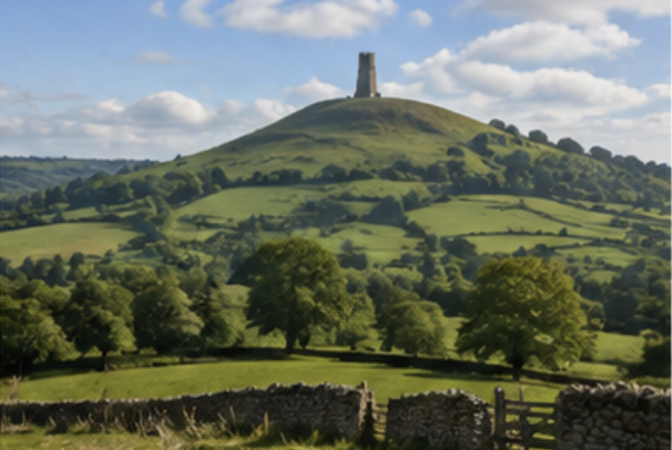 Somerset countryside and rolling hills in South West England