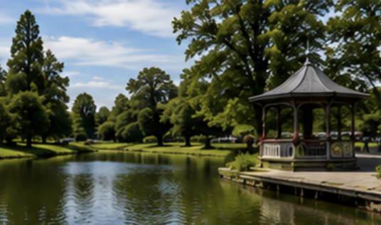 Riverside park and green space near Surbiton in South West London
