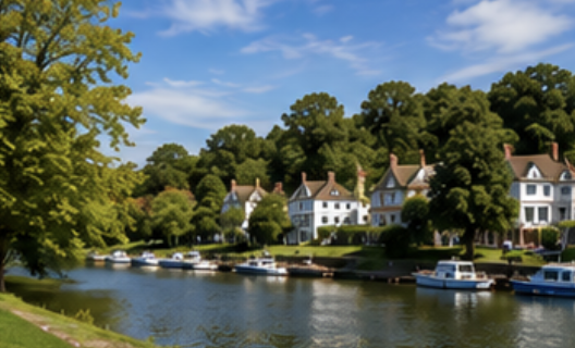 Riverside scenery and countryside near Esher in Surrey