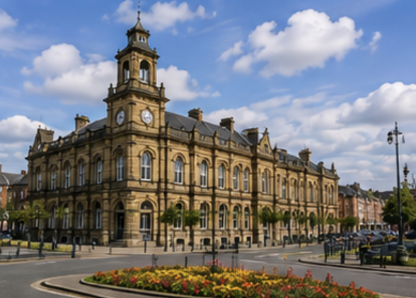 Westhoughton town centre near Bolton in Greater Manchester