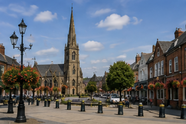 Leigh town centre in Greater Manchester, North West England