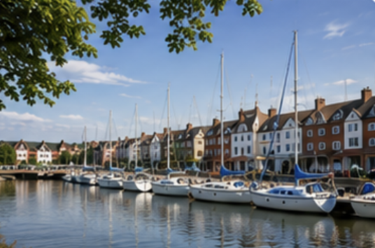 Fareham waterfront and marina on the Hampshire coast