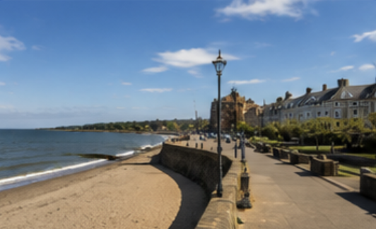 Musselburgh waterfront and coastline in East Lothian