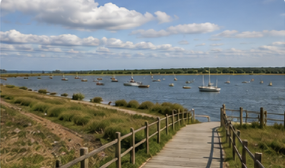 Coastal landscape and waterfront near Locks Heath in Hampshire