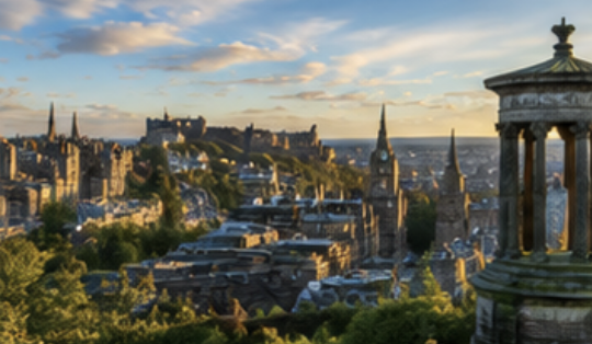Edinburgh skyline and historic city centre in Scotland