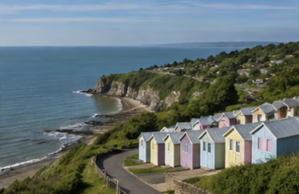 Coastal scenery and seafront near Clevedon in North Somerset