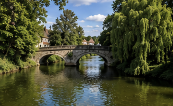 Riverside park and green countryside near Chandlers Ford in Hampshire