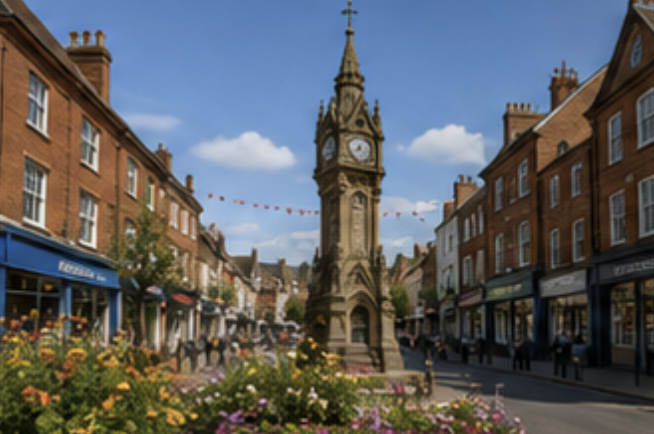 Historic town centre and traditional architecture in Hinckley, Leicestershire